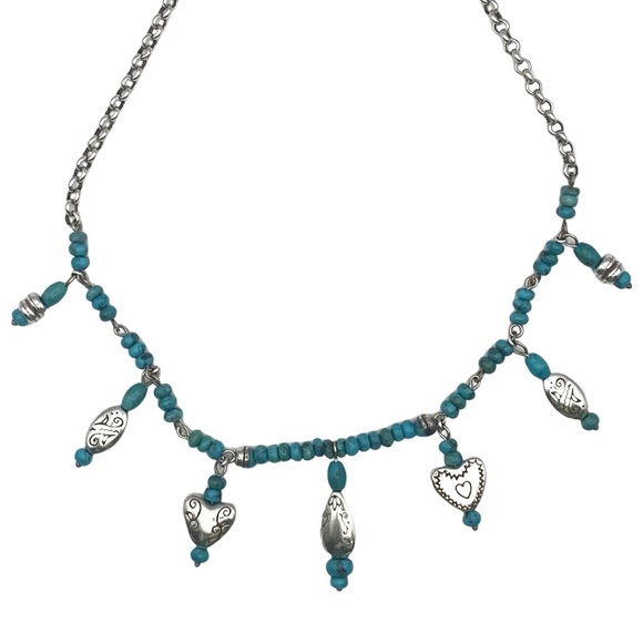 Brighton Jewelry - Brighton Silver and Turquoise Beaded Charm Necklace